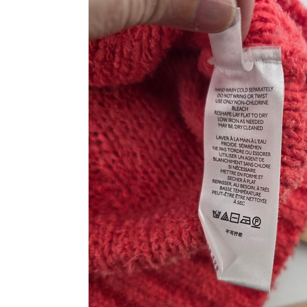 Anthropologie Pilcro Sweater Womens XS Pointelle Knit V-Neck Coral EUC - Picture 5 of 6